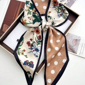 Floral and Polka Dot Silk Scarf